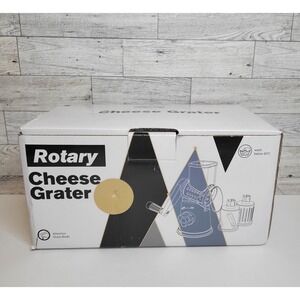 Rotary Cheese Grater with Handle Cheese Shredder for Kitchen 3 Blades Navy Blue